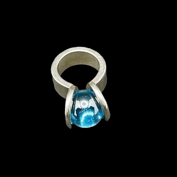 Mid century modern sterling ball ring - Picture 3 of 5